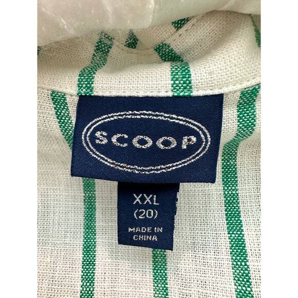 🆕 SCOOP | Green White Striped Linen Blend Button Front Plus Size Top | XXL 20 - Picture 5 of 8